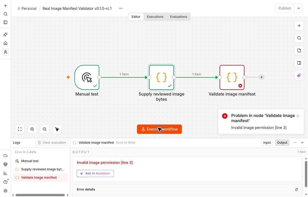 The image validator rejects an empty permission note