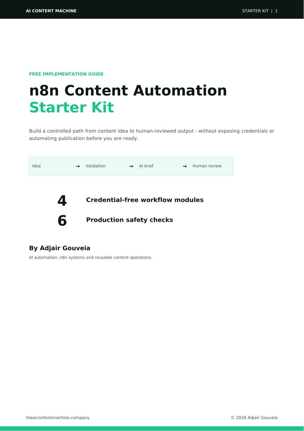 Cover of the n8n Content Automation Starter Kit by AI Content Machine
